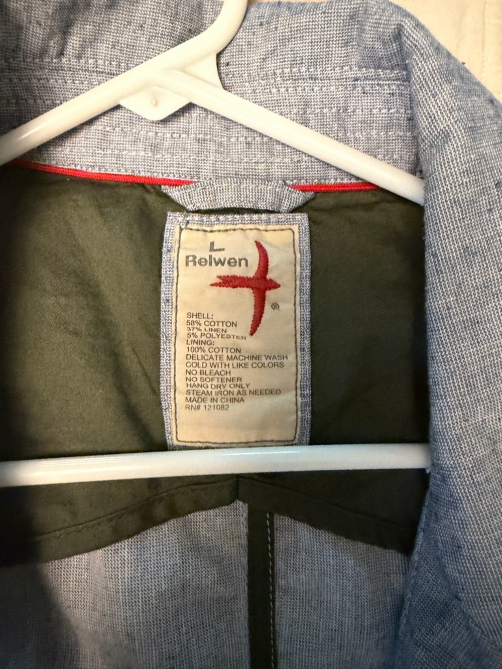 Relwen Light Blue Chambray Blazer Cotton Linen - Picture 2 of 4